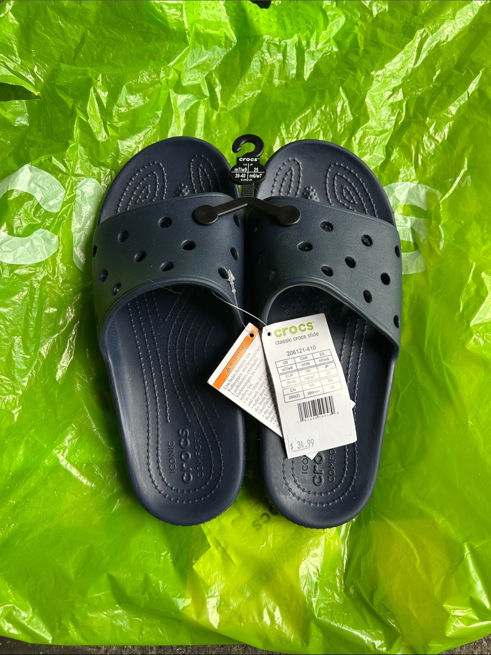 CROCS Navy Classic Slide Sandals